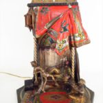 Orientalist Bronze Table Lamp, Viennese, Late 19th C., Man Smoking In Tent Being Entertained, Cold Painted Bronze. Sold For $9,131