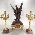 F. Barbedienne Bronze, Ormolu And Marble Garniture Set, French, 19th C., With La Sirene, After Reny Puech. Sold For $5,500