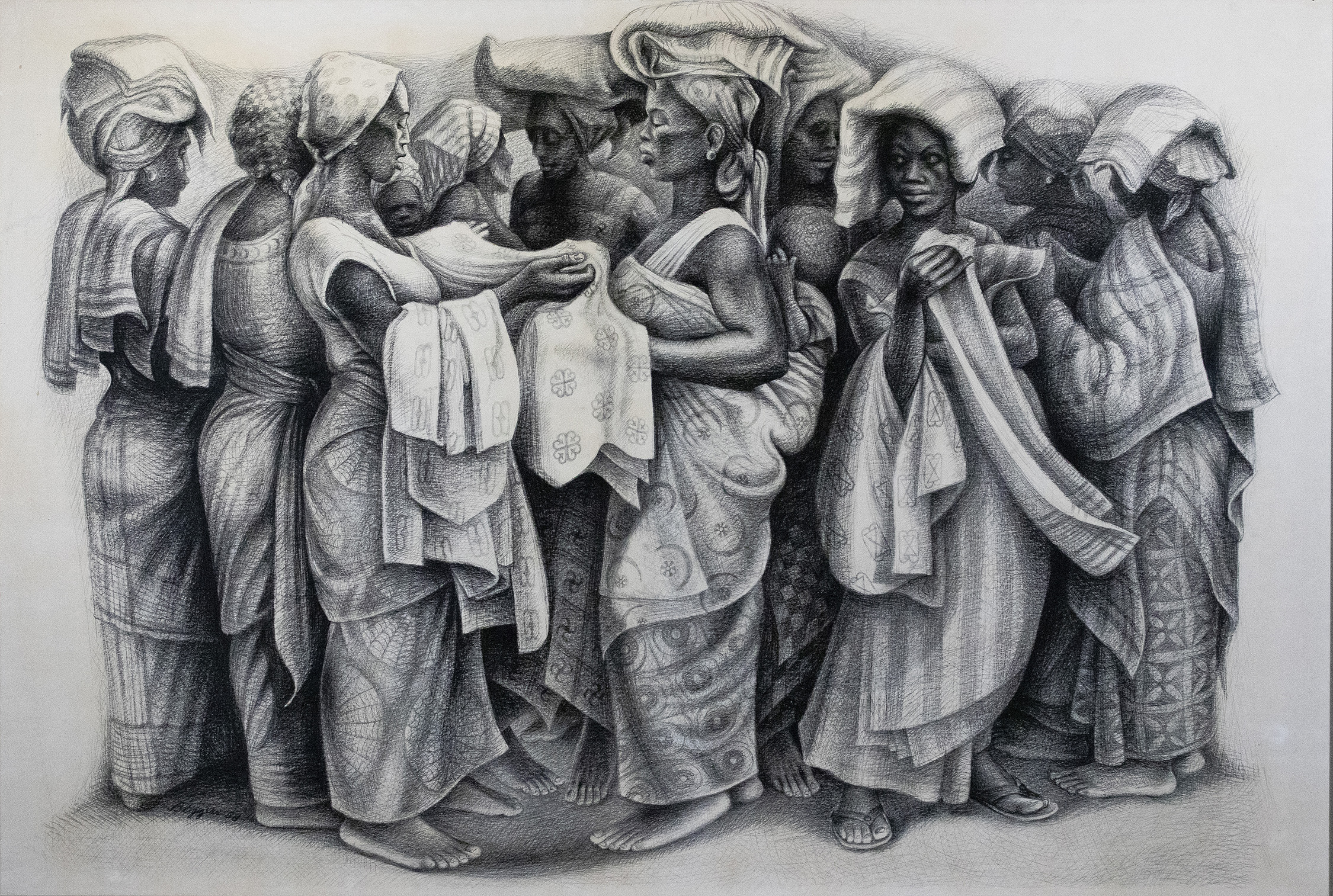 A monumental drawing by John Biggers.