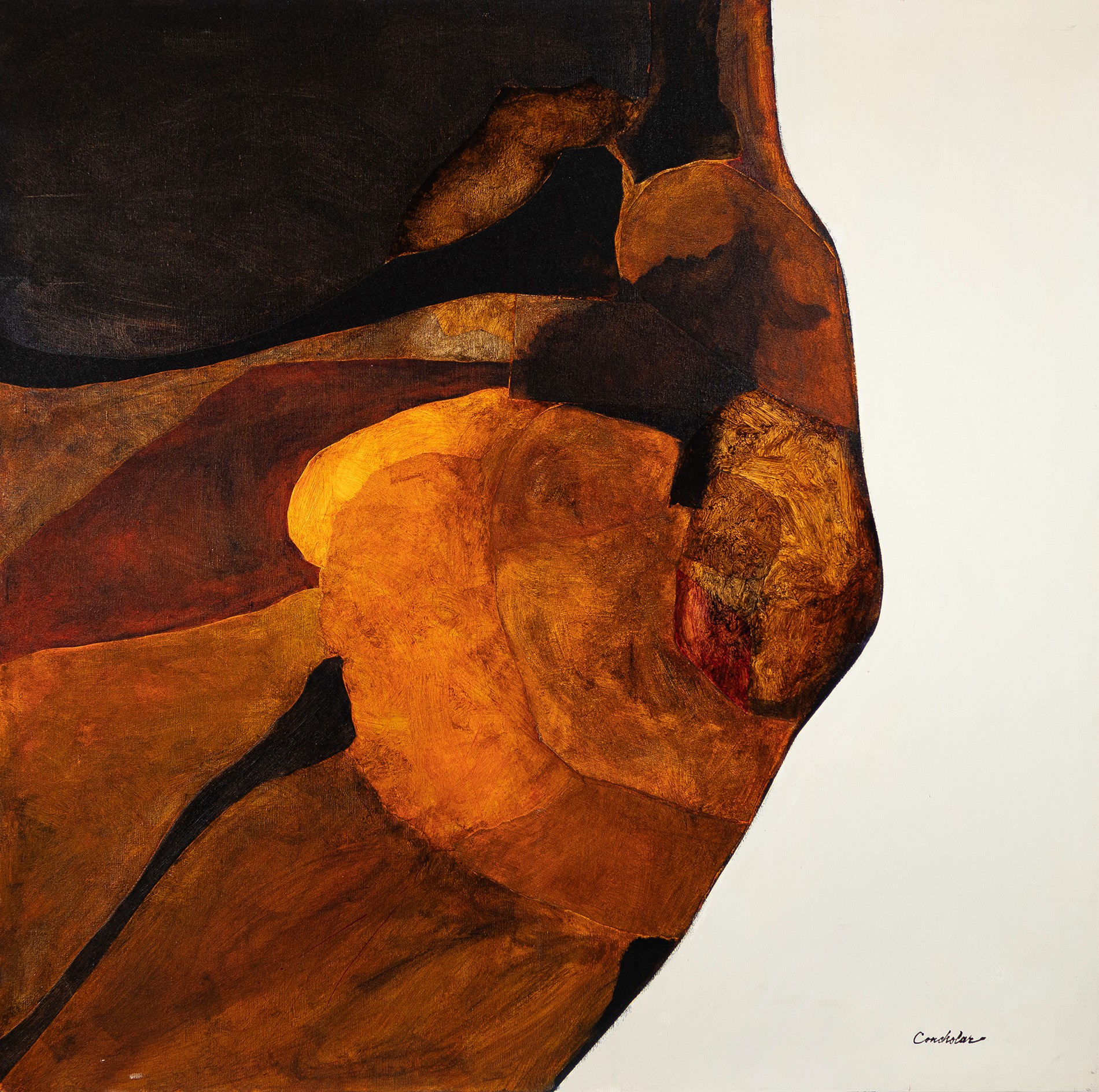 Dan Concholar Acrylic And Collage Painting On Canvas