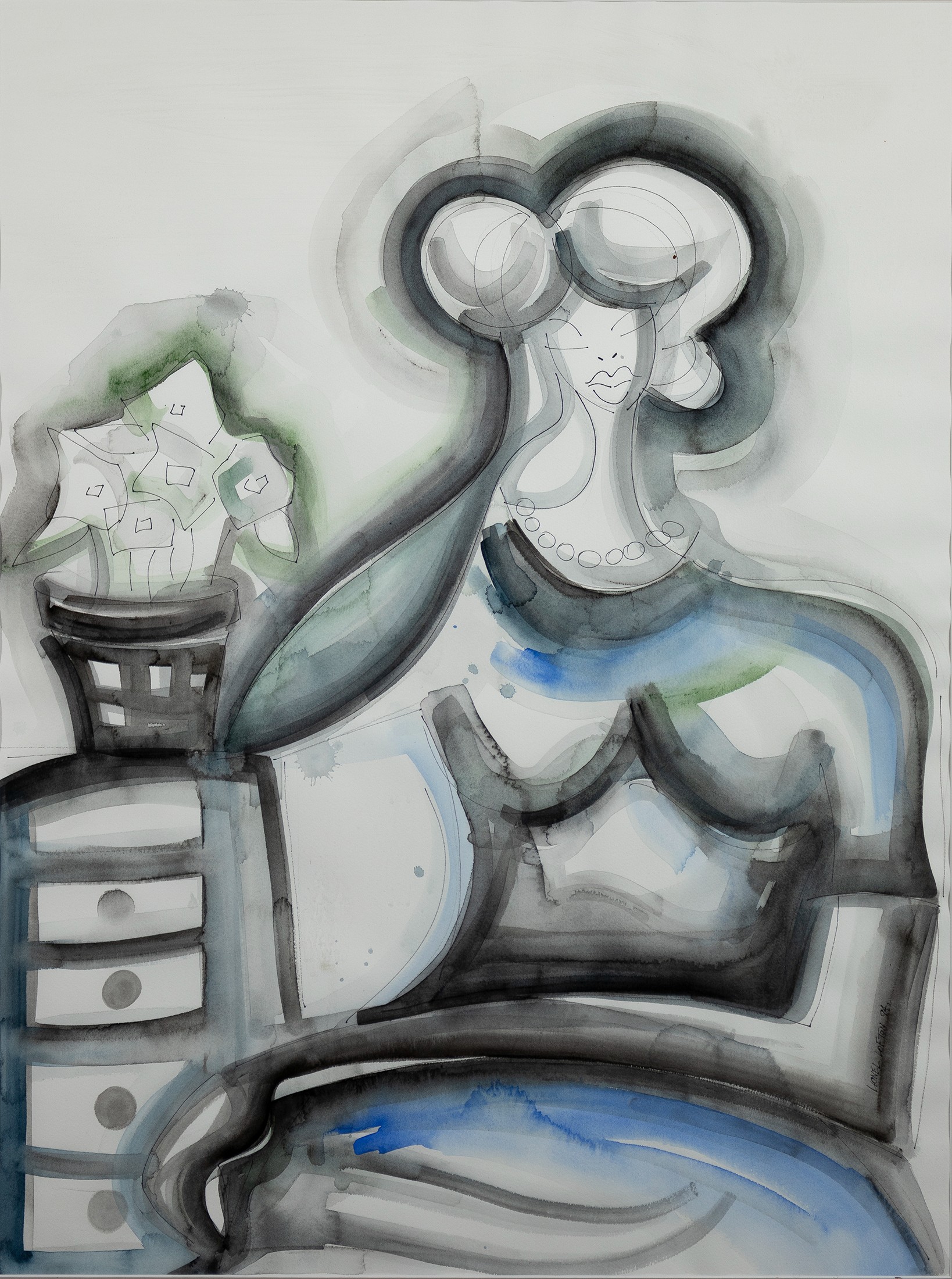 An abstract figural painting by Lionel Lofton