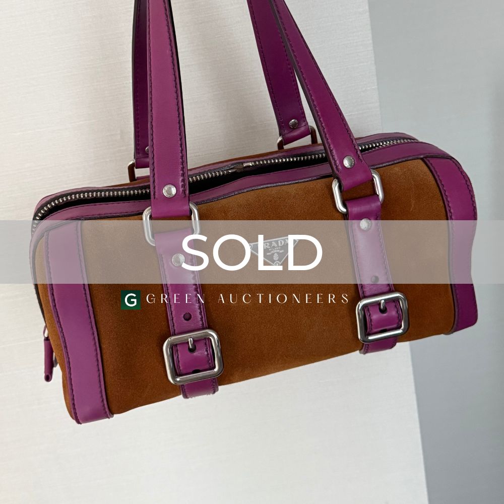 Prada Brown Suede Bowling Shoulder Handbag Runway Edition