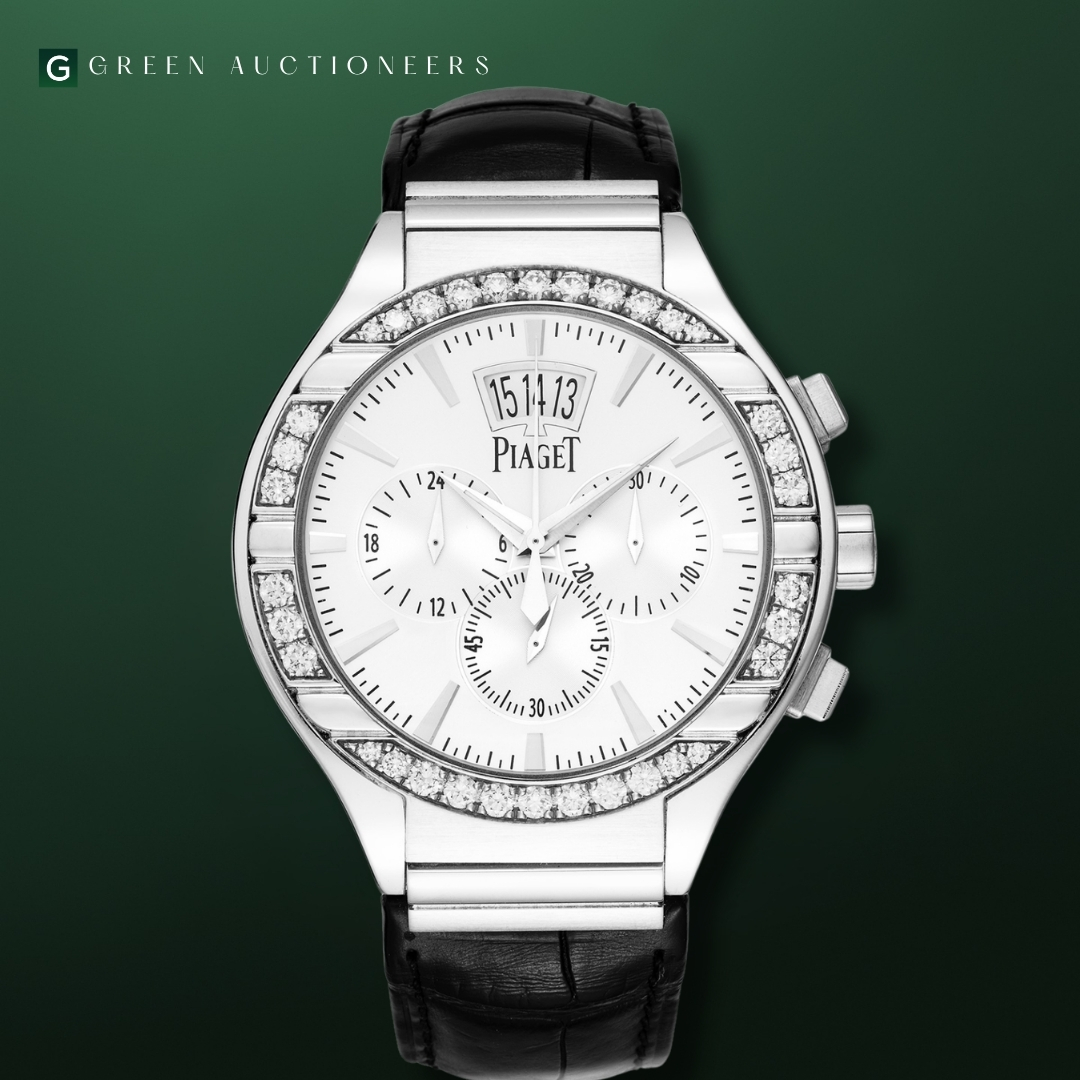 Piaget 伯爵 Polo 系列 18K 白金鑽石計時腕錶