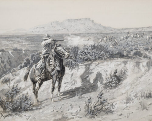 Russell-Charles-M.-1864-1926-Untitled-gouache-en-grisaille