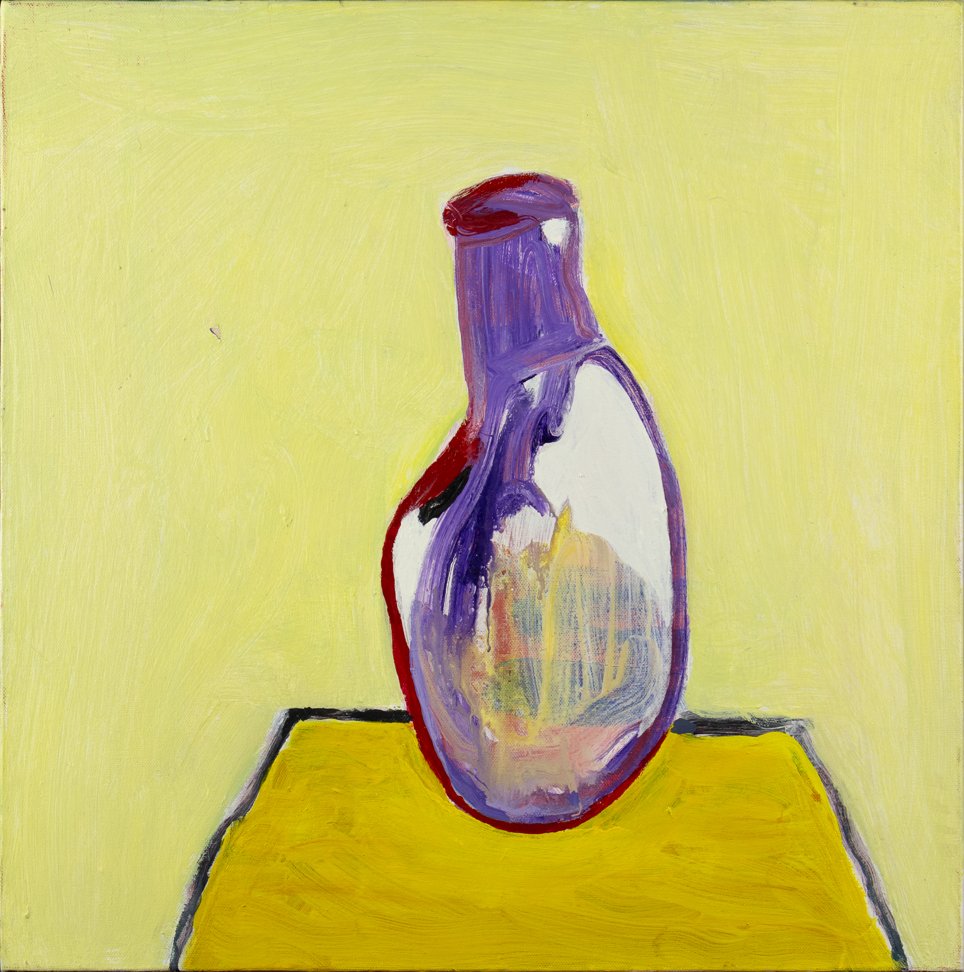 Harold Garde (1923-2022) On a Yellow Table, 2013 acrylic on canvas 20 x 20