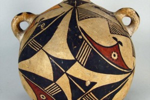 Acoma Polychromed Pottery Canteen, Native American, 19th-20th C