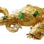 9. Lot 3. 18K Gold And Jeweled Schlumberger For Tiffany & Co. Salamander Brooch. Sold For $6,825 ($4,000-6,000)