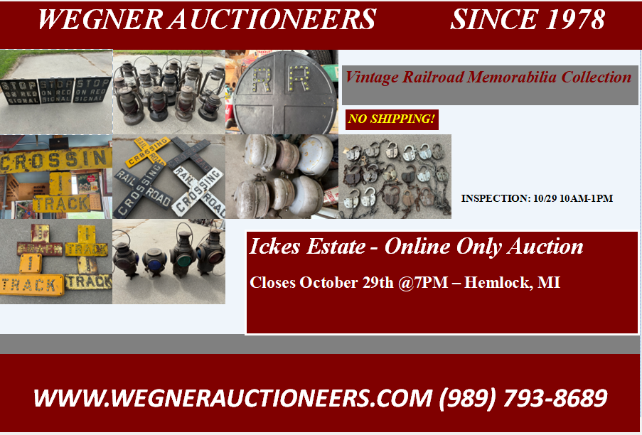Ickes Estate II – Vintage Railroad Memorabilia Collection – Online ONLY 10/21-10/29 @7PM