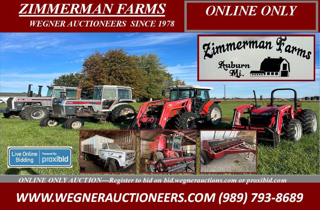 Zimmerman Farms – Auburn, MI – ONLINE ONLY – Bidding Closes November 25th @7PM