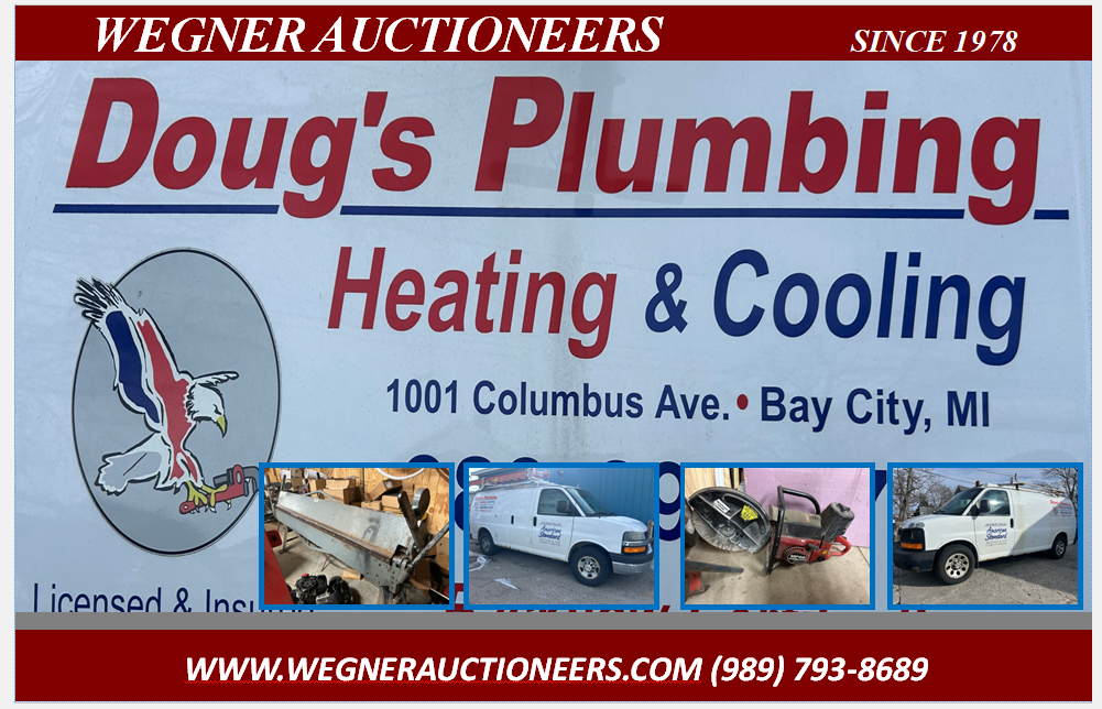 DOUG’S PLUMBING – COMPLETE BUSINESS LIQUIDATION – ONLINE ONLY AUCTION – BAY CITY, MI – CLOSES 4-2-26 @7PM