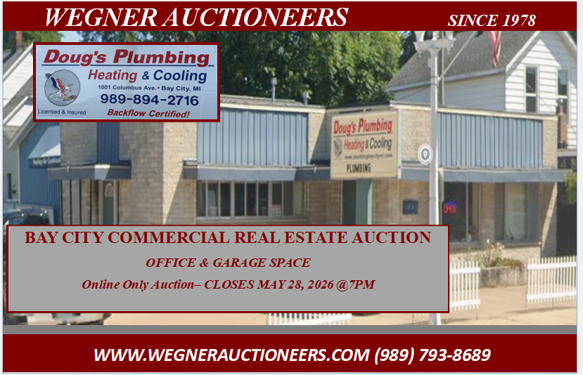 DOUG’S PLUMBING – COMMERCIAL REAL ESTATE AUCTION – ONLINE ONLY- BAY CITY, MI- CLOSES MAY 28TH@7PM